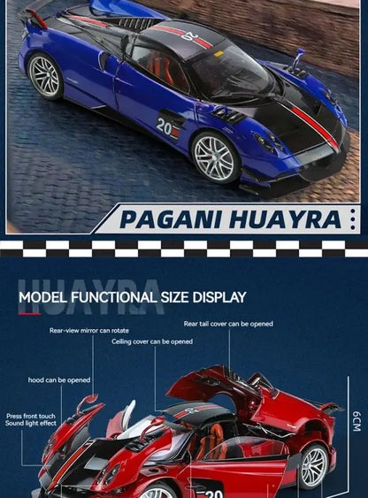 Pagani Huayra BC Blu Francia/Candy Blue 1:18 – Metalowy Model Samochodu z Akcentami Węglowymi | Kolekcjonerska Replika