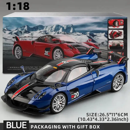 Pagani Huayra BC Blu Francia/Candy Blue 1:18 – Metalowy Model Samochodu z Akcentami Węglowymi | Kolekcjonerska Replika