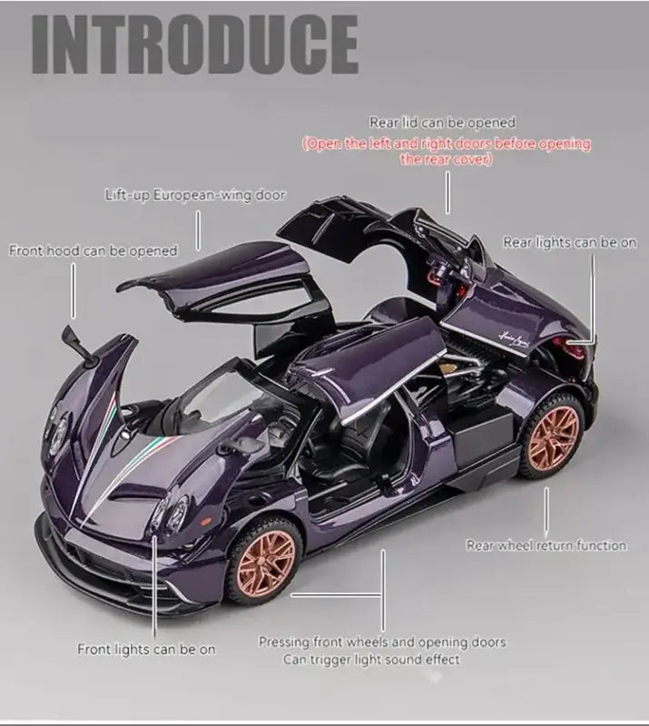 Lamborghini & Pagani Huayra 1:32 Metalowy Model Samochodu z Dźwiękiem i Światłem