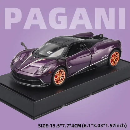 Lamborghini & Pagani Huayra 1:32 Metalowy Model Samochodu z Dźwiękiem i Światłem - Huayra fioletowy