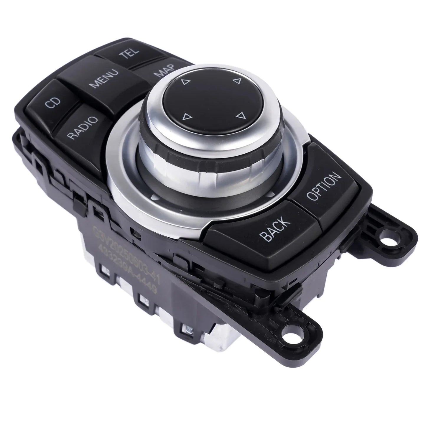 Czarny i srebrny system idrive controller bmw z przyciskami cd radio menu tel map option back do modelu 61319253944