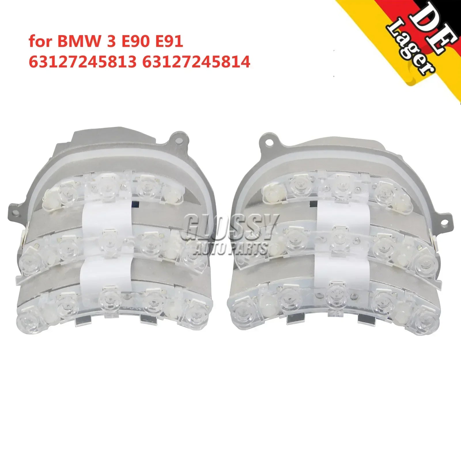 Srebrne led lampy przednie do bmw 3er e90 e91 z przezroczystymi soczewkami i diodami led do kierunkowskazów