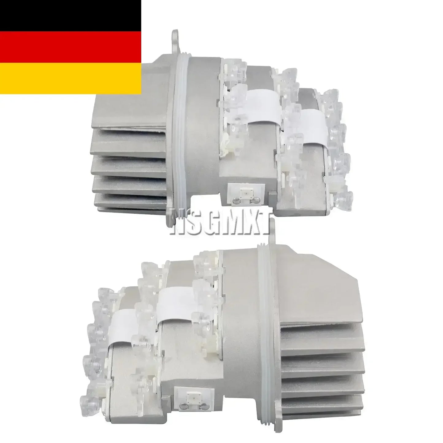 Szary aluminiowy radiator led lampa kierunkowskaz do bmw 3er e90 z przezroczystą soczewką i białymi klipsami mocującymi