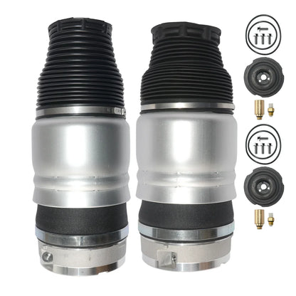 Para srebrno-czarnych amortyzatorów powietrznych z osłonami gumowymi do air suspension for Audi i Porsche Cayenne