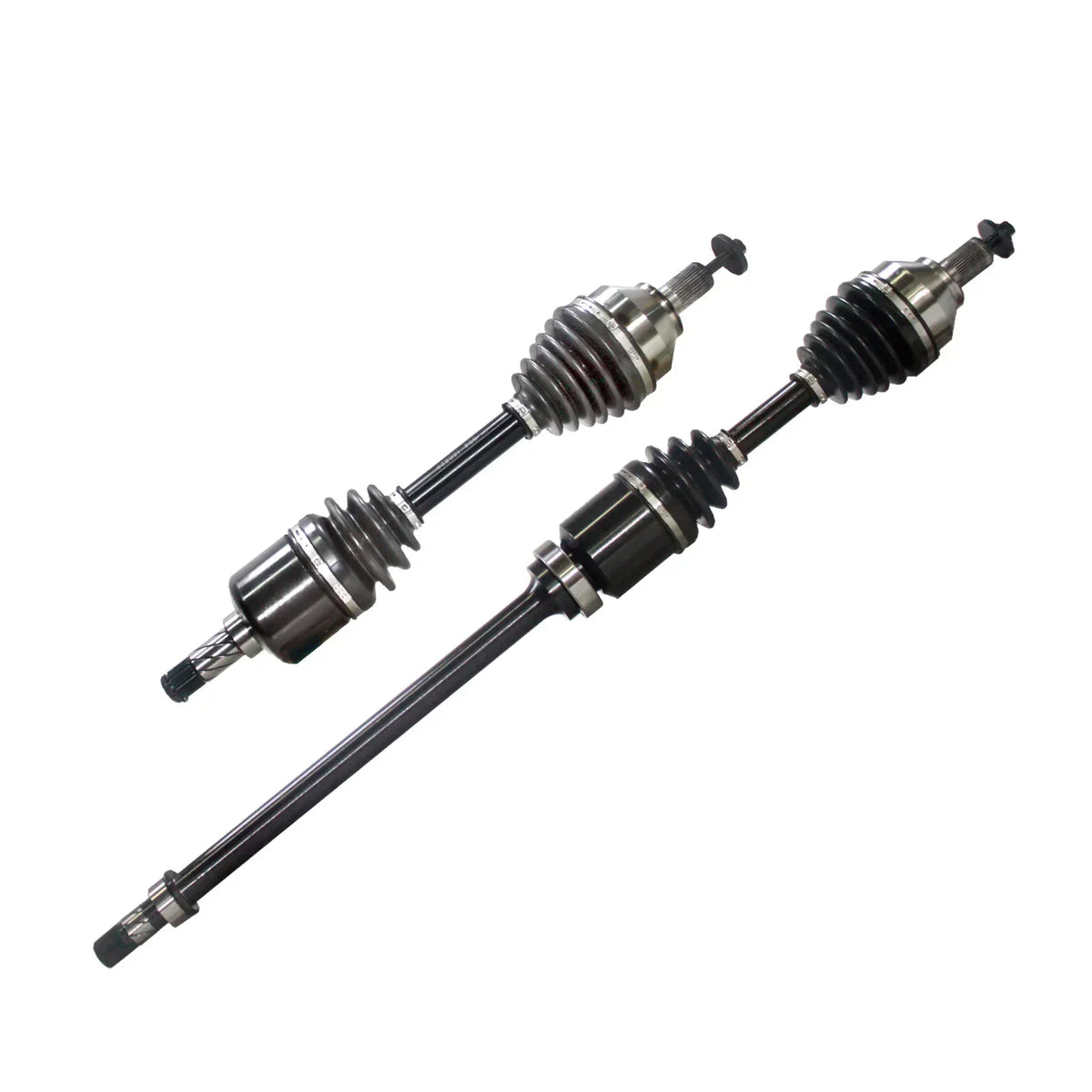 Para przednich półosi napędowych ford focus mk2 2.5 st czarne i srebrne metalowe z gumowymi osłonami