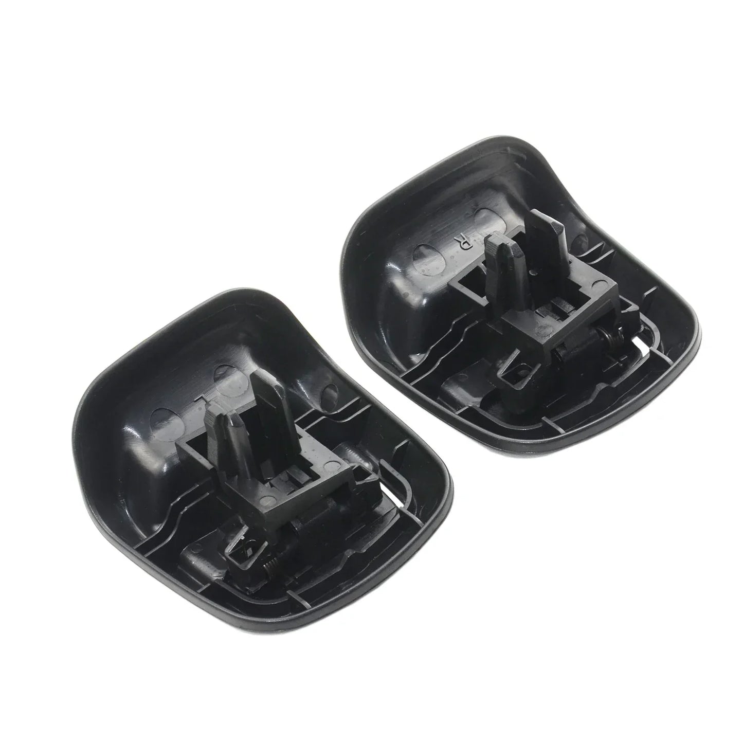 Czarne plastikowe osłony uchwytów do pochylania przednich foteli ford fiesta mk6 2002-2008 z mechanizmem montażowym