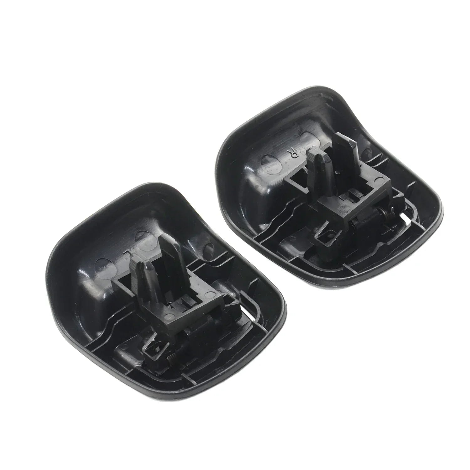 Czarne plastikowe osłony uchwytów do pochylania przednich foteli ford fiesta mk6 2002-2008 z mechanizmem montażowym