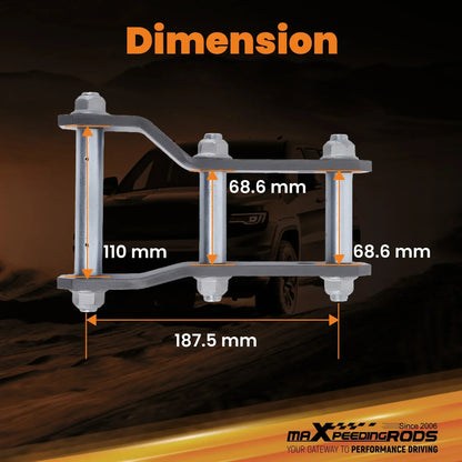 Par 2" 45-48 mm förlängda lyftbara smörjbara schacklar för Ford Ranger Mazda BT50