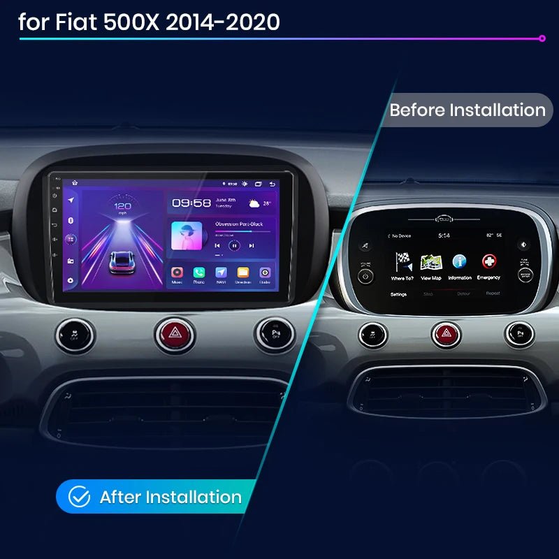 Plus Radio samochodowe do Fiata 500X 2014 - 2020 bezprzewodowy CarPlay Android Auto inteligentne systemy samochodowe - Multigenus