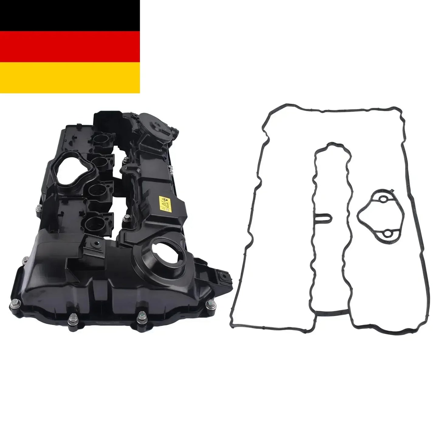 Czarna plastikowa pokrywa zaworów zintegrowana z uszczelką do bmw serii 1 e81 e82 i serii 5 e60 e61