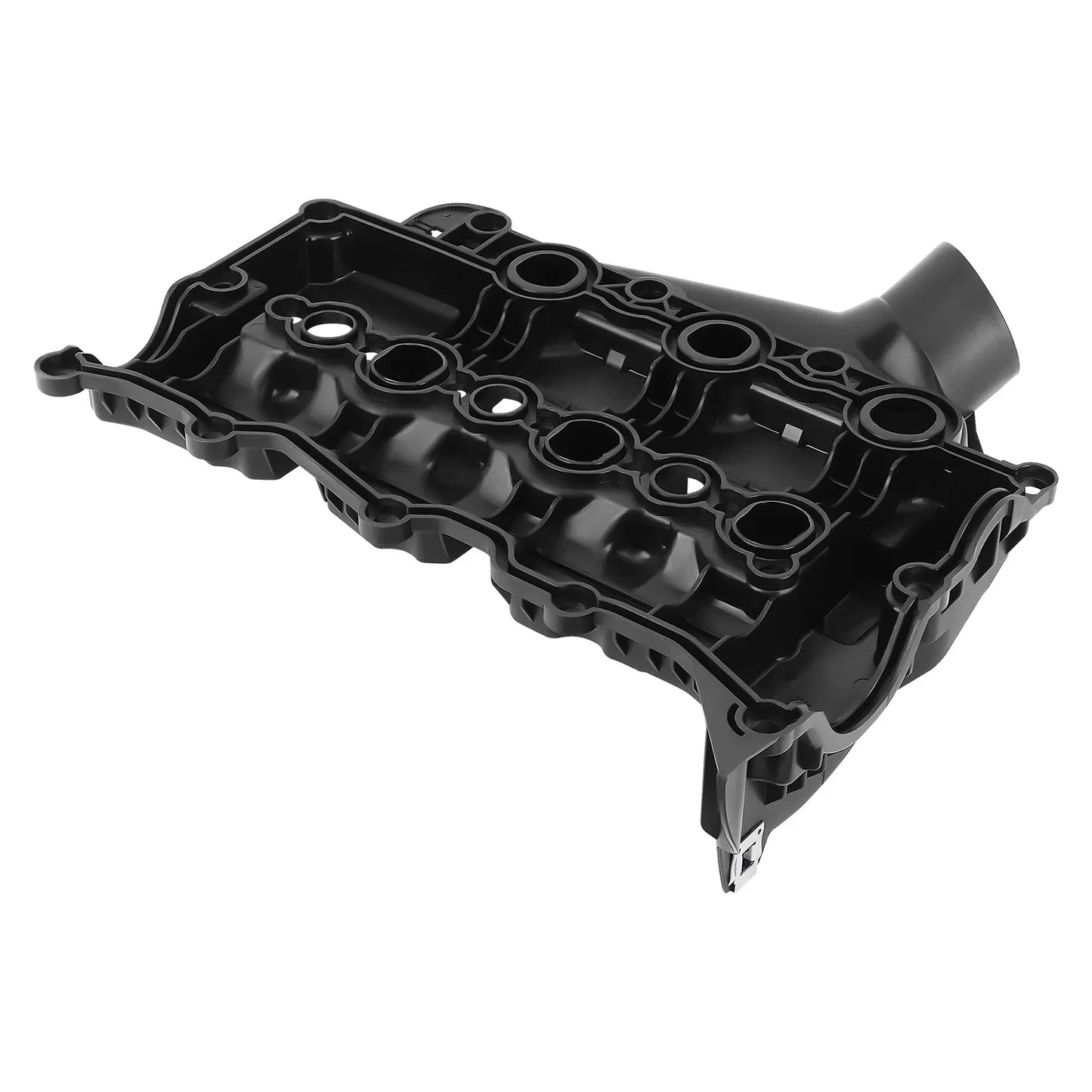 Czarny plastikowy kolektor dolotowy z wytłoczonymi konturami i okrągłymi otworami do land rover discovery mk4