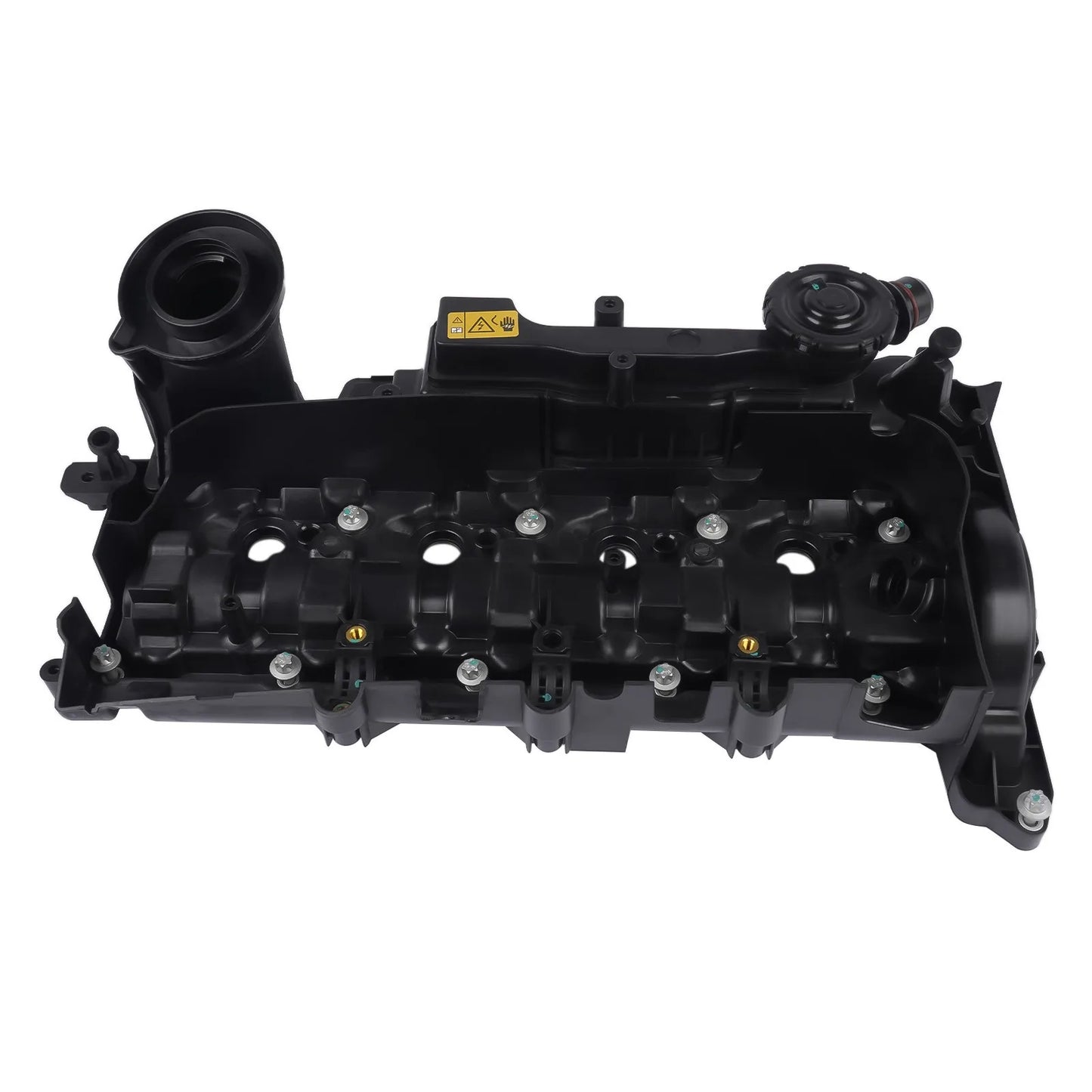 Czarna plastikowa pokrywa zaworów do mini r55 r56 r57 r58 r60 r61 1.6d 2.0d n47 z portami ssącymi i wydechowymi oraz otworami montażowymi
