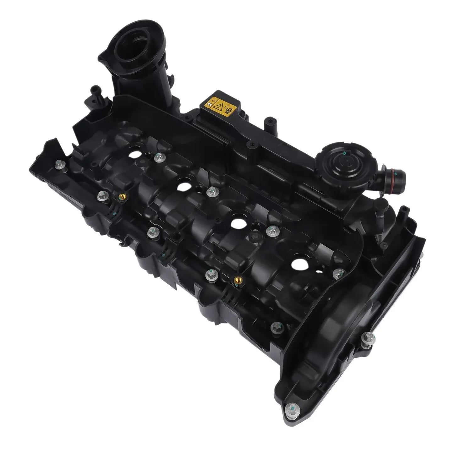 Czarna plastikowa pokrywa zaworów n47 engine z wbudowaną wlewem oleju i śrubami do mini r55 r56 r57