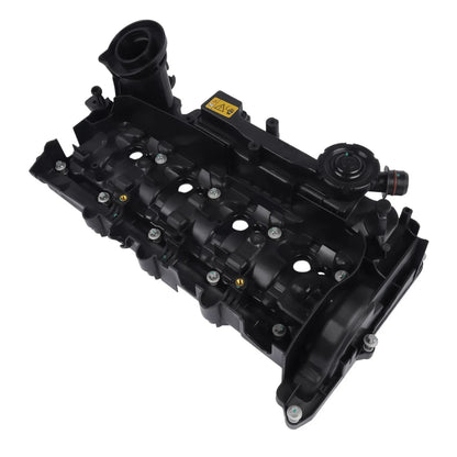 Czarna plastikowa pokrywa zaworów n47 engine z wbudowaną wlewem oleju i śrubami do mini r55 r56 r57