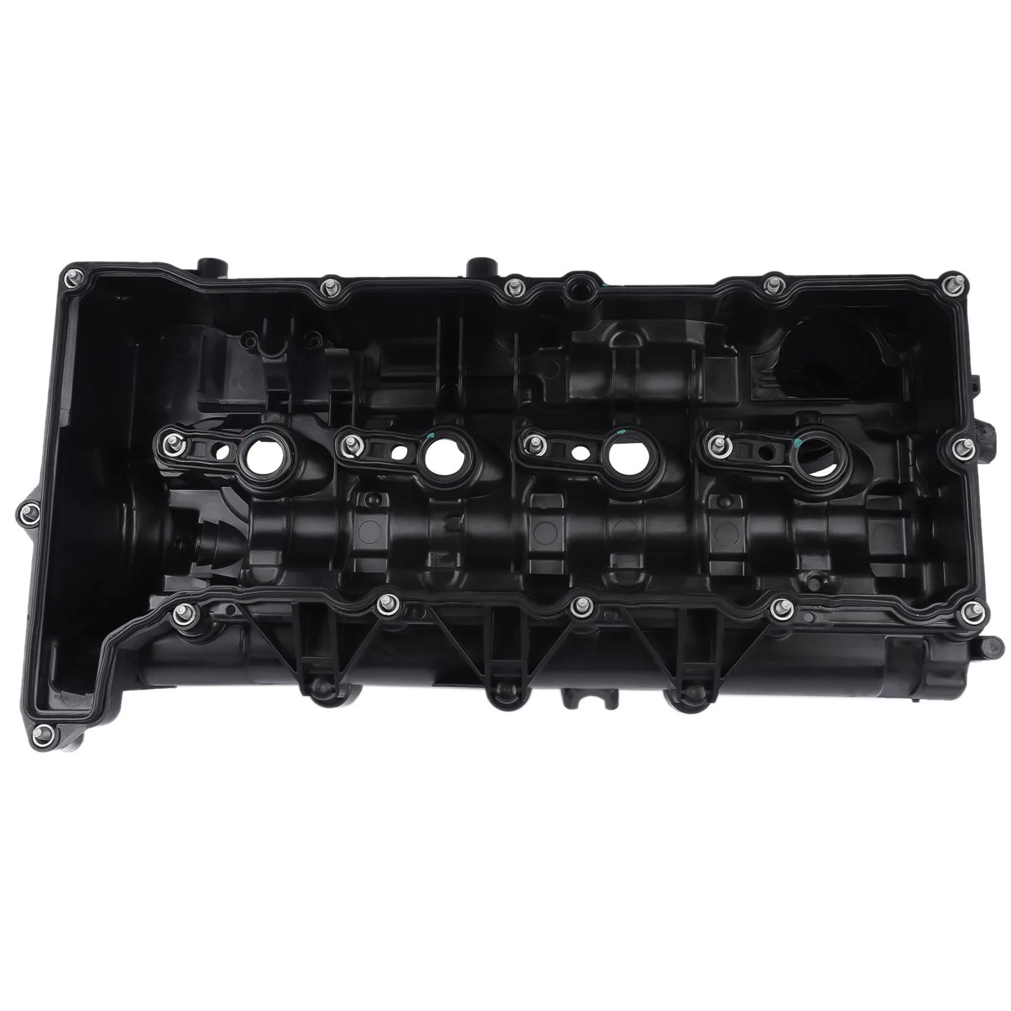 Czarna plastikowa pokrywa zaworów n47 engine do mini r55 r56 r57 zintegrowanymi punktami montażowymi i okrągłymi otworami