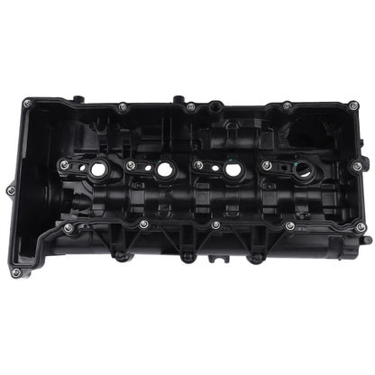Czarna plastikowa pokrywa zaworów n47 engine do mini r55 r56 r57 zintegrowanymi punktami montażowymi i okrągłymi otworami