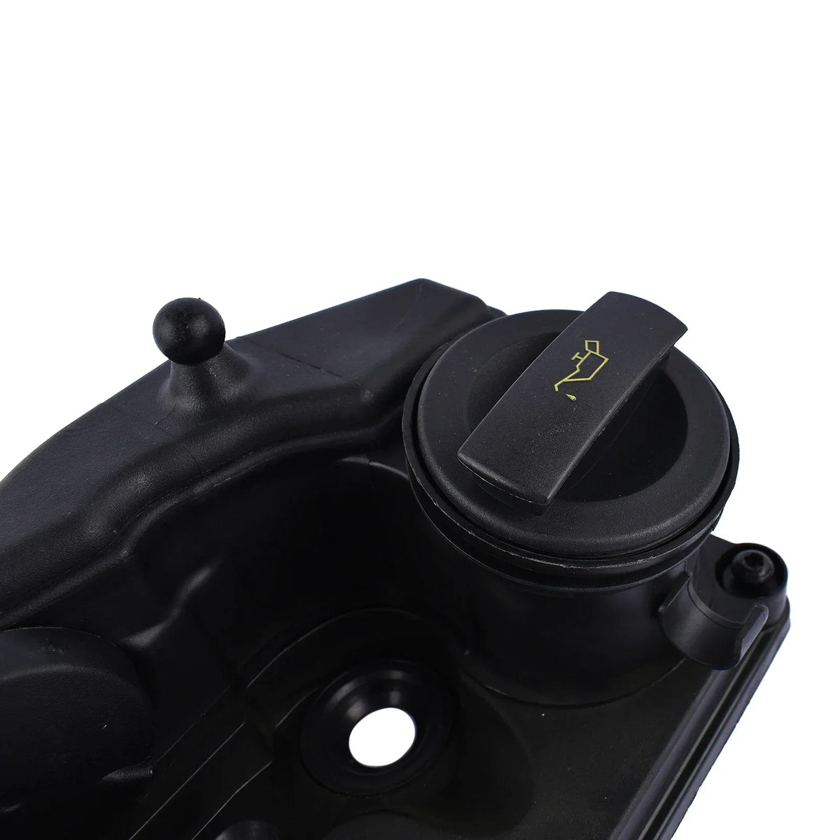 Czarna plastikowa pokrywa zaworów silnika 2.0 tdi seat exeo 3r2 z złotym symbolem oleju volkswagen amarok