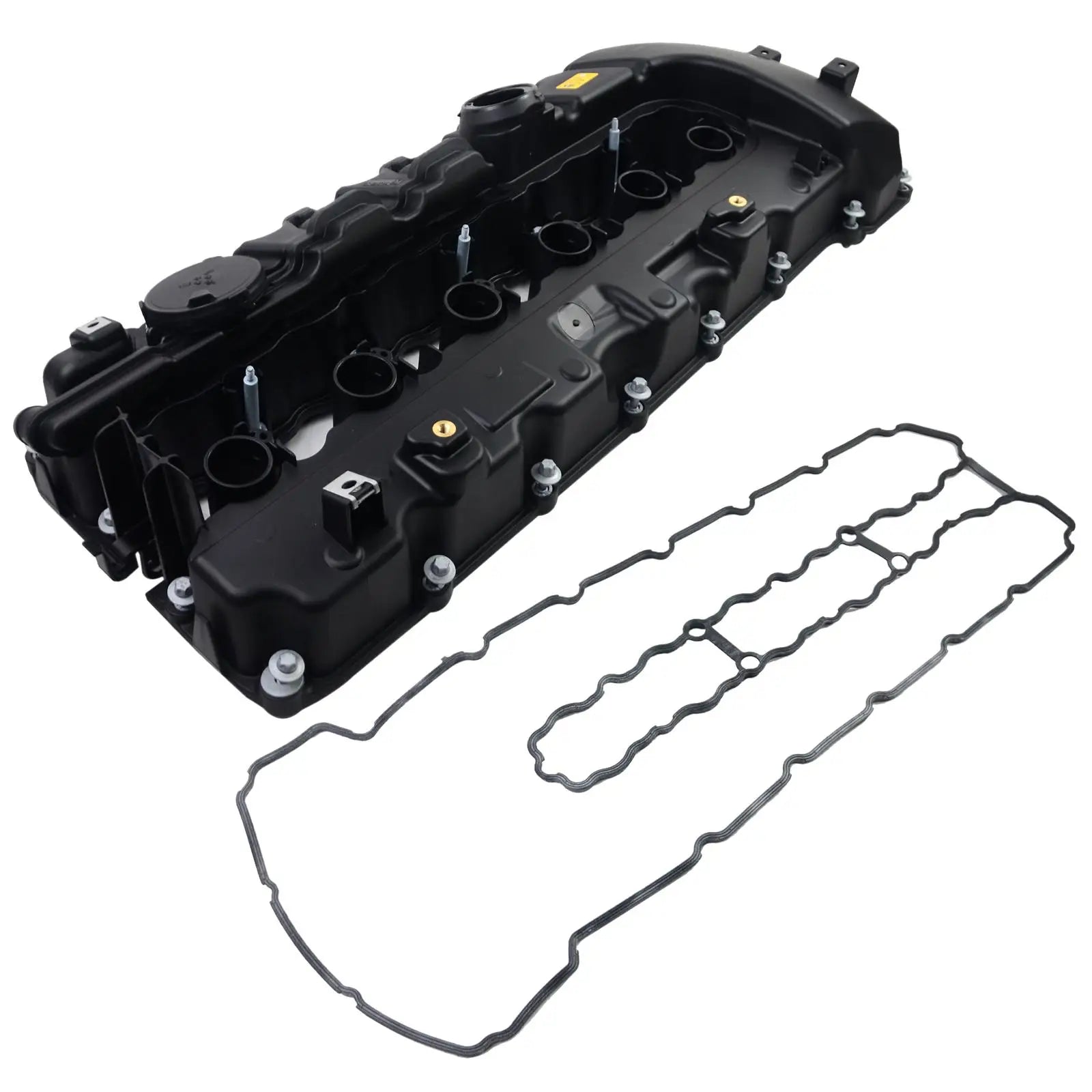 Czarna plastikowa pokrywa zaworów silnika n53 z uszczelką do bmw e90 e91 e92 i e90 e91