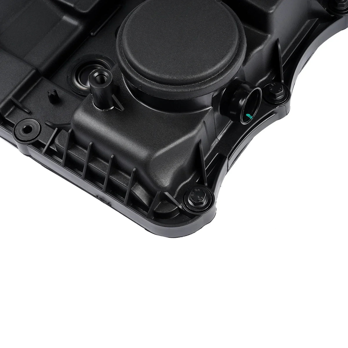 Czarna plastikowa miska olejowa silnika z żeberkami i otworami montażowymi do ford transit mk7 bk2q6k271ak