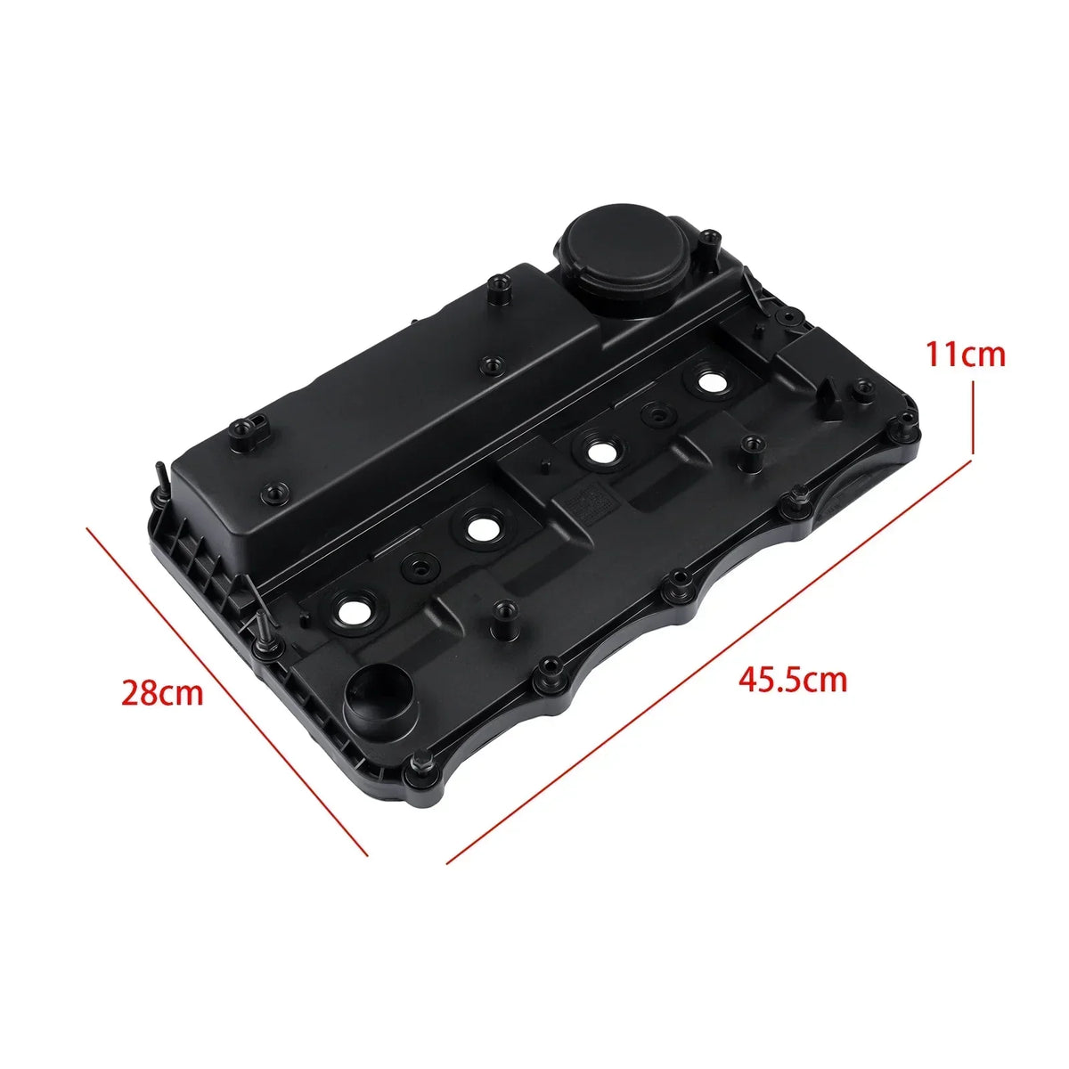 Czarna plastikowa pokrywa zaworów z uszczelką ford transit mk7 bk2q6k271ak z wytłaczanymi konturami i mocowaniami
