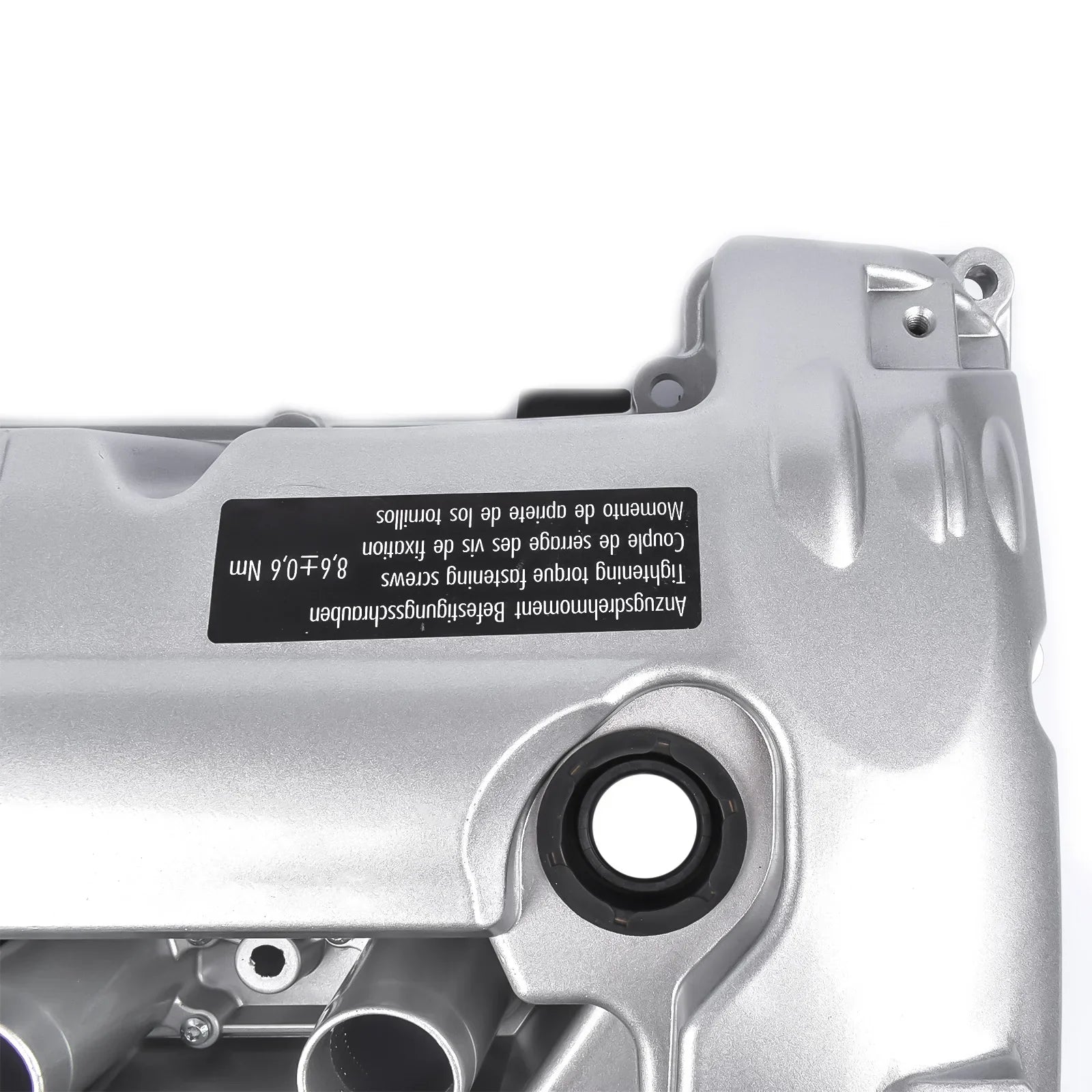 Srebrna metaliczna pokrywa zaworu z n51 n52 z czarną etykietą z momentem dokręcania do series saloon bmw e90 e60