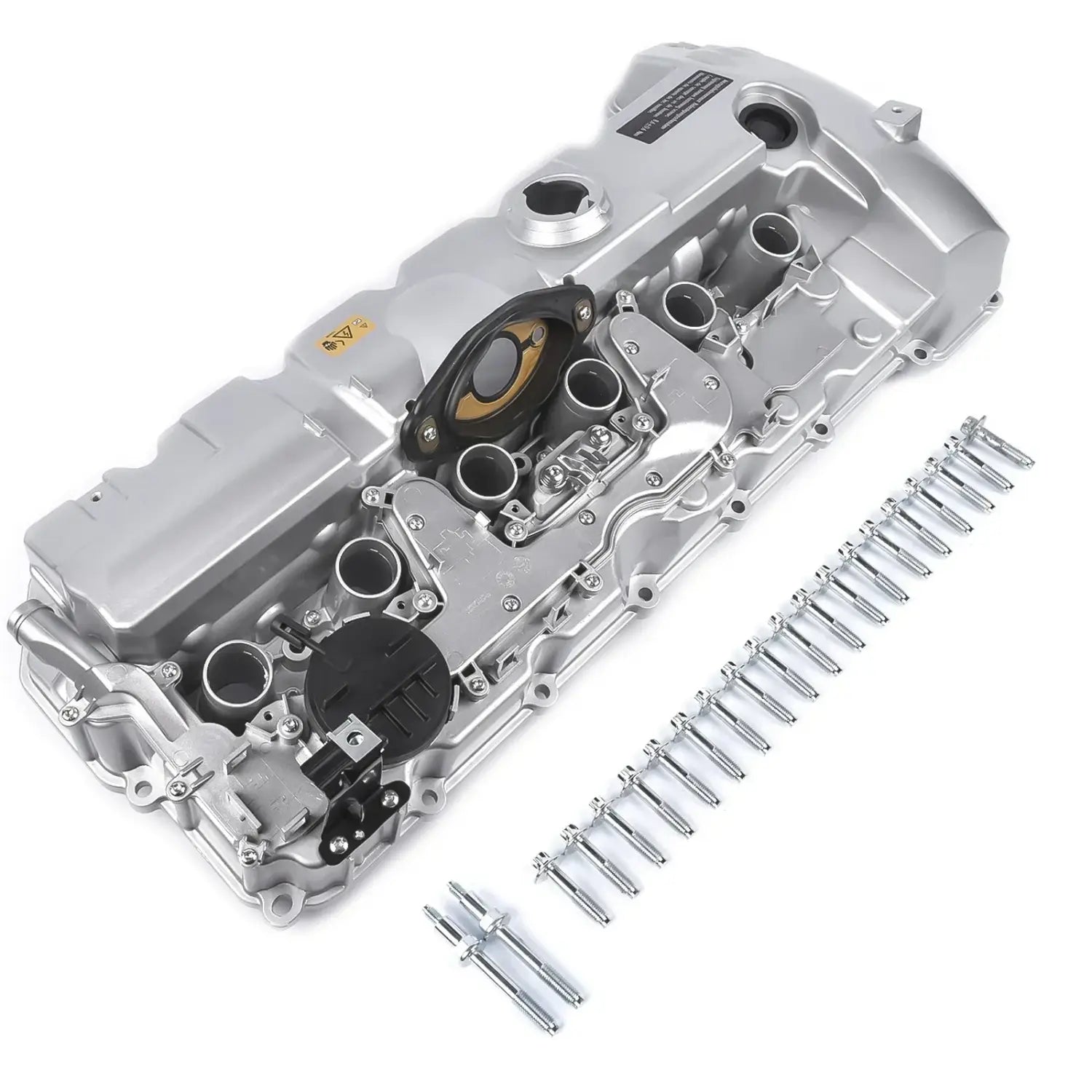 Srebrna metalowa pokrywa zaworu z uszczelką i śrubami do n51 n52 series saloon bmw e90 e60 e87 e81 e91