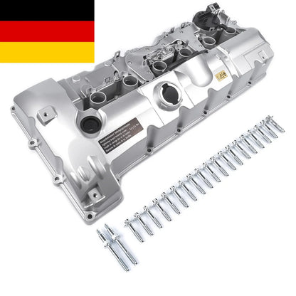 Srebrna metaliczna pokrywa zaworu z uszczelką i śrubami do bmw e90 e60 n52 series saloon