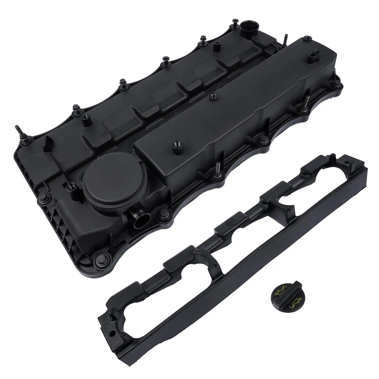 Czarna plastikowa pokrywa zaworu zintegrowana z korkiem oleju i uszczelką do ford ranger tdci 4x4