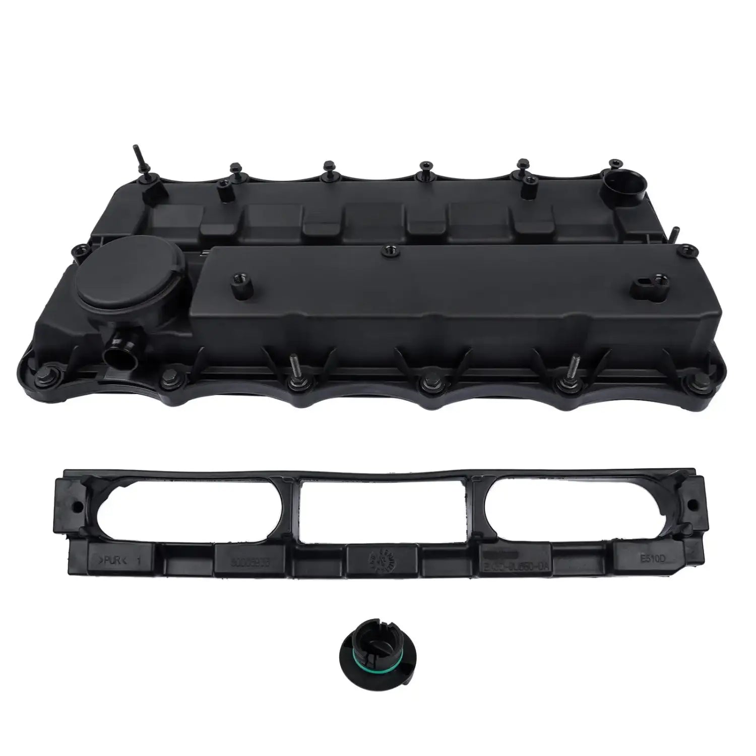 Czarna plastikowa pokrywa zaworu zintegrowana z korkiem oleju i mocowaniami do ford ranger tdci 4x4