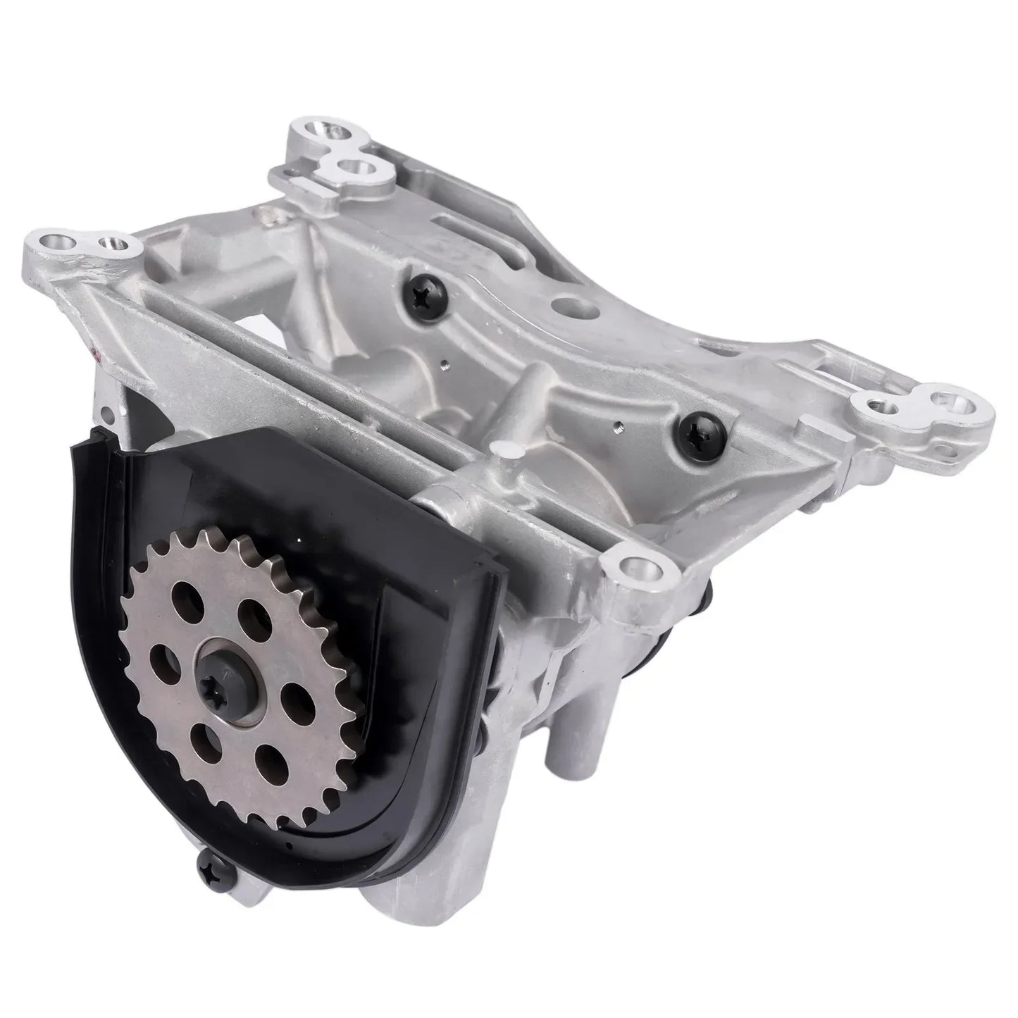 Srebrna aluminiowa pompa oleju do bmw serii 3 5 6 x3 x5 x6 n57d30a n57d30b z czarną gumową nakładką i metalowym kołem zębatym