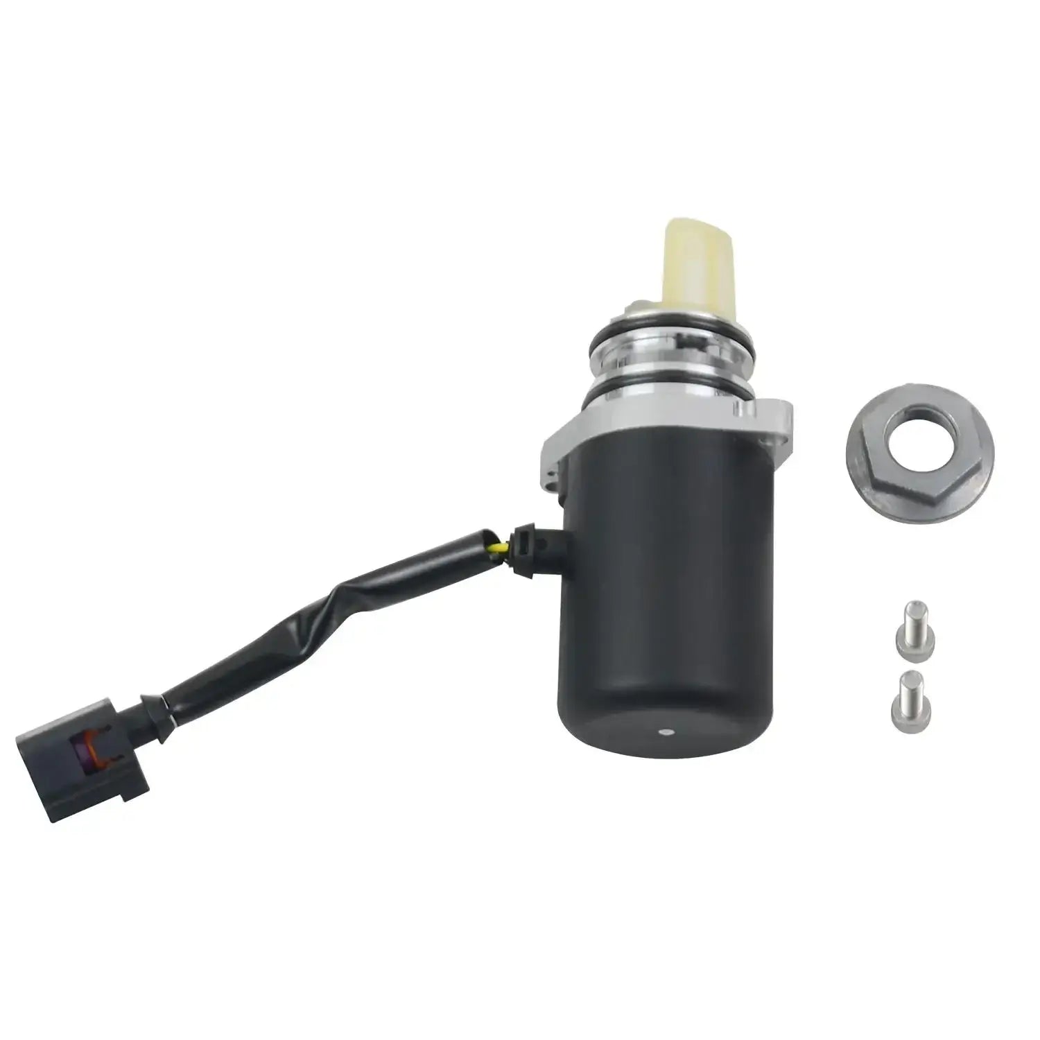 Czarna cylindryczna pompa oleju dyferencjału z metalowym srebrnym wierzchem i żółtą plastikową nakrętką do volvo s60 s80 v50