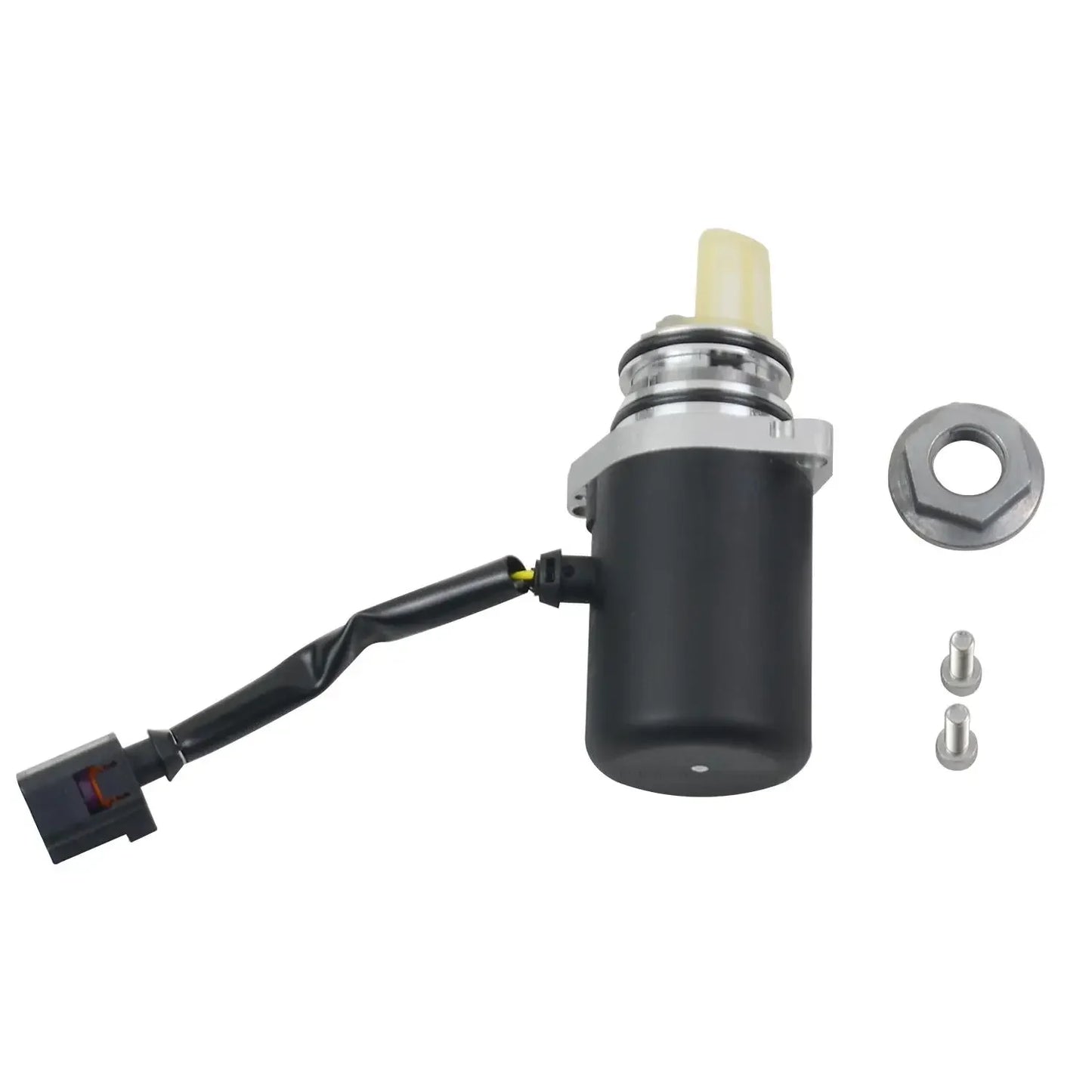 Czarna cylindryczna pompa oleju dyferencjału z metalowym srebrnym wierzchem i żółtą plastikową nakrętką do volvo s60 s80 v50