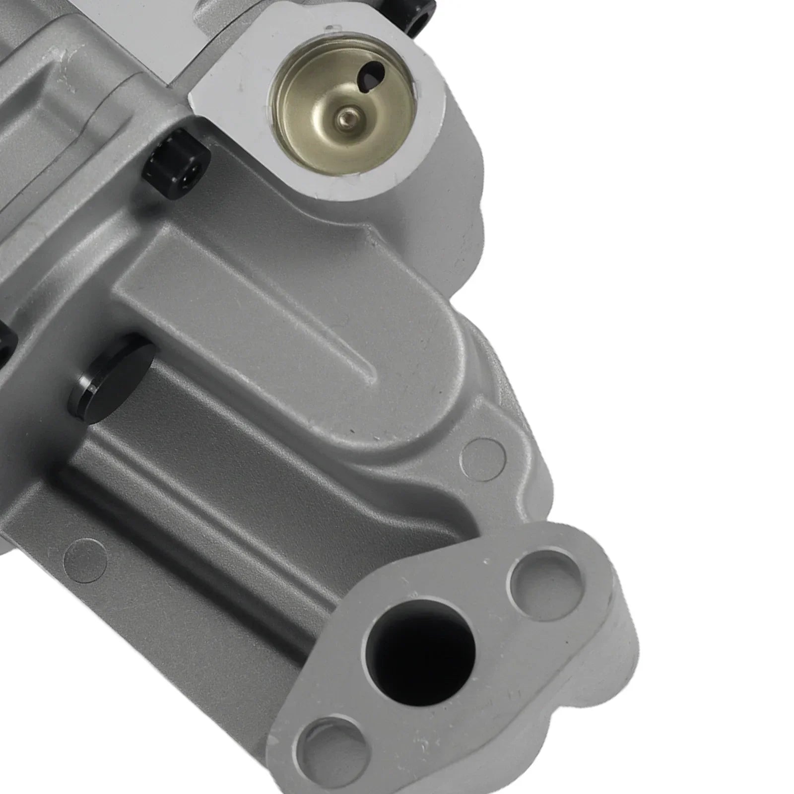 Szara metaliczna pompa oleju silnika do vw multivan v 2.5l 2003 2009 z mosiężnym centralnym elementem i czarnymi śrubami