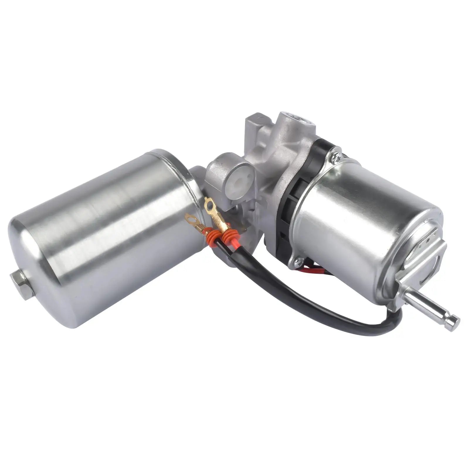 Silver metallic power window motor assembly with black wiring and orange connectors for toyota landcruiser part number ap01