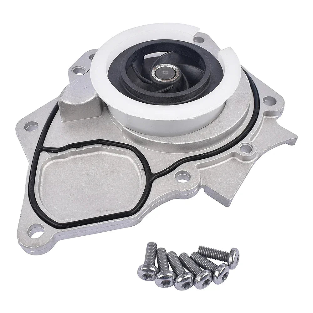 Srebrna aluminiowa pompa wody do silnika audi vw cpra cpka z czarnym wirnikiem i białą uszczelką 06k121011b