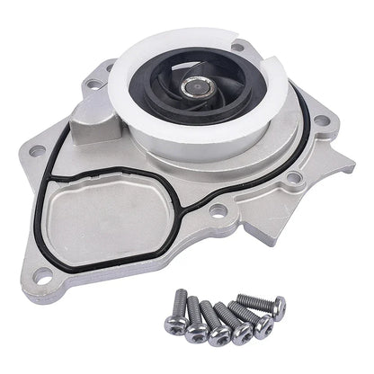 Srebrna aluminiowa pompa wody do silnika audi vw cpra cpka z czarnym wirnikiem i białą uszczelką 06k121011b