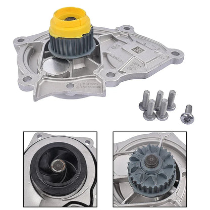 Srebrna aluminiowa pompa wody silnika ap01 z żółto-czarną obudową wirnika cpra cpka do audi vw 06k121011b