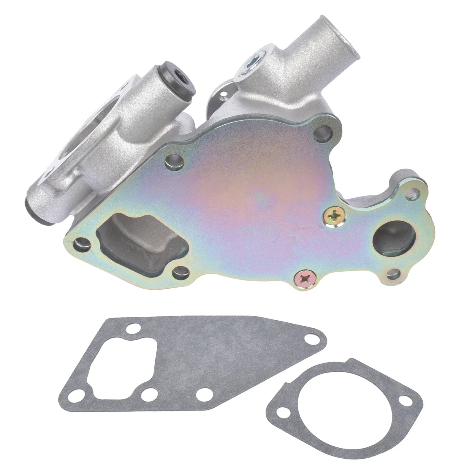 Srebrna aluminiowa pompa wody do yanmar z dwoma kołnierzami montażowymi i uszczelką płaską numer części 11981042001