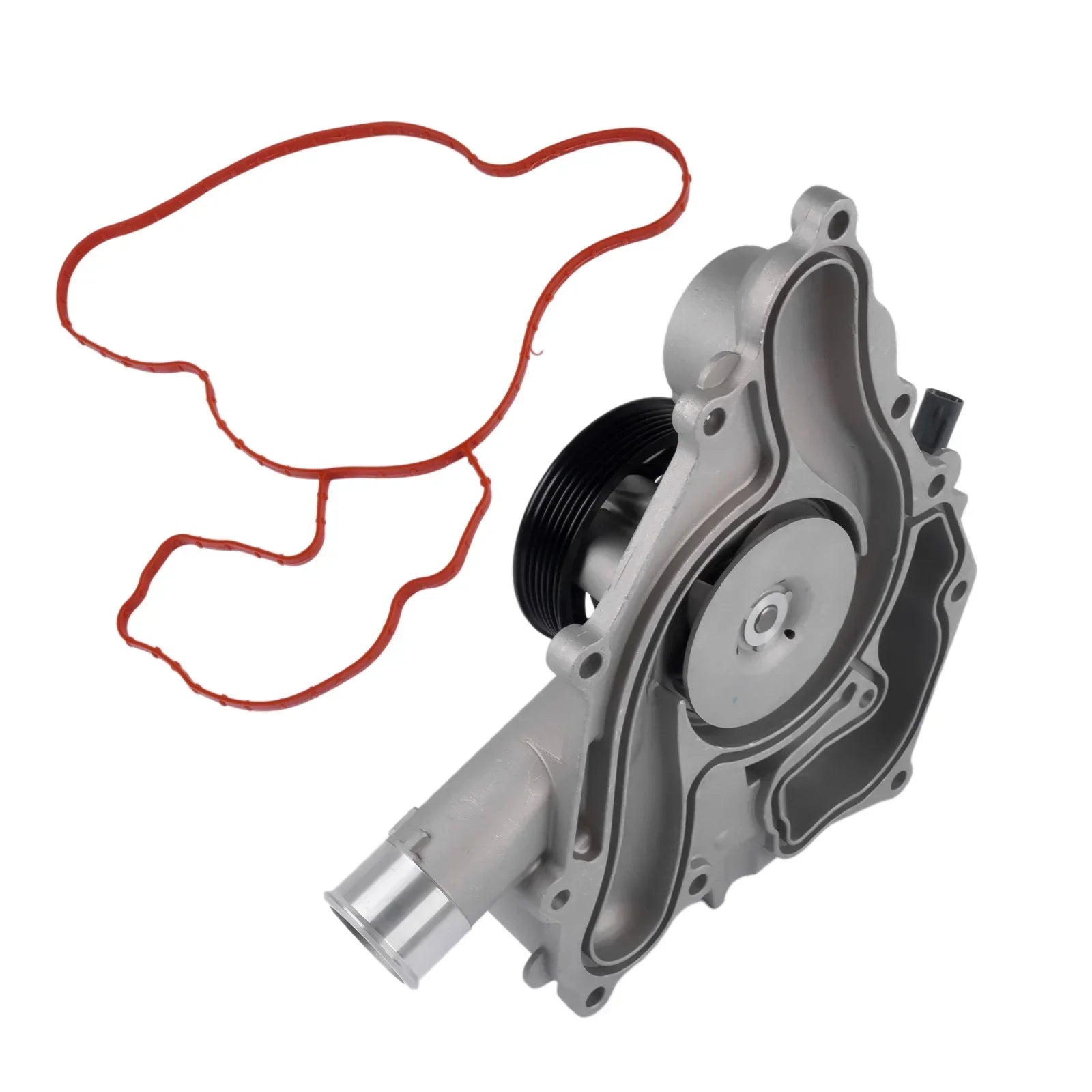 Srebrna aluminiowa pompa wodna ap01 z czarną rolką i czerwoną uszczelką gumową do jeep grand cherokee dodge