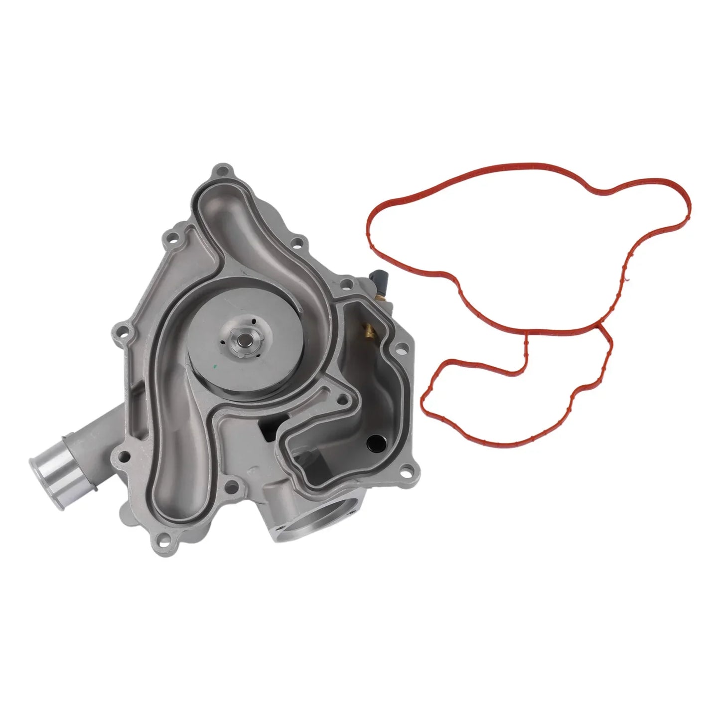 Srebrna metaliczna pompa wodna z czerwoną gumową uszczelką do jeep grand cherokee dodge charger 5.7l 6.4l hemi