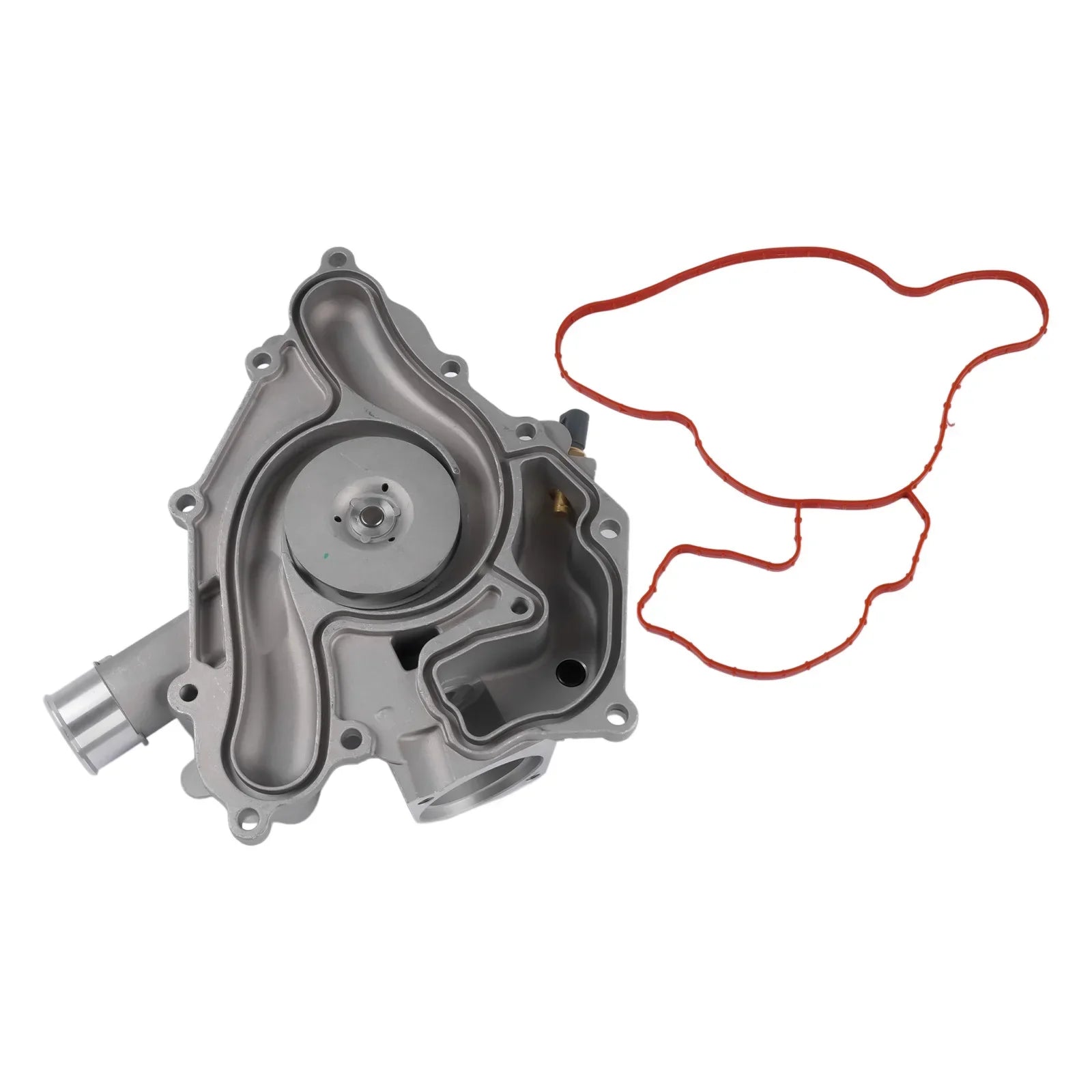Srebrna metaliczna pompa wodna z czerwoną gumową uszczelką do jeep grand cherokee dodge charger 5.7l 6.4l hemi