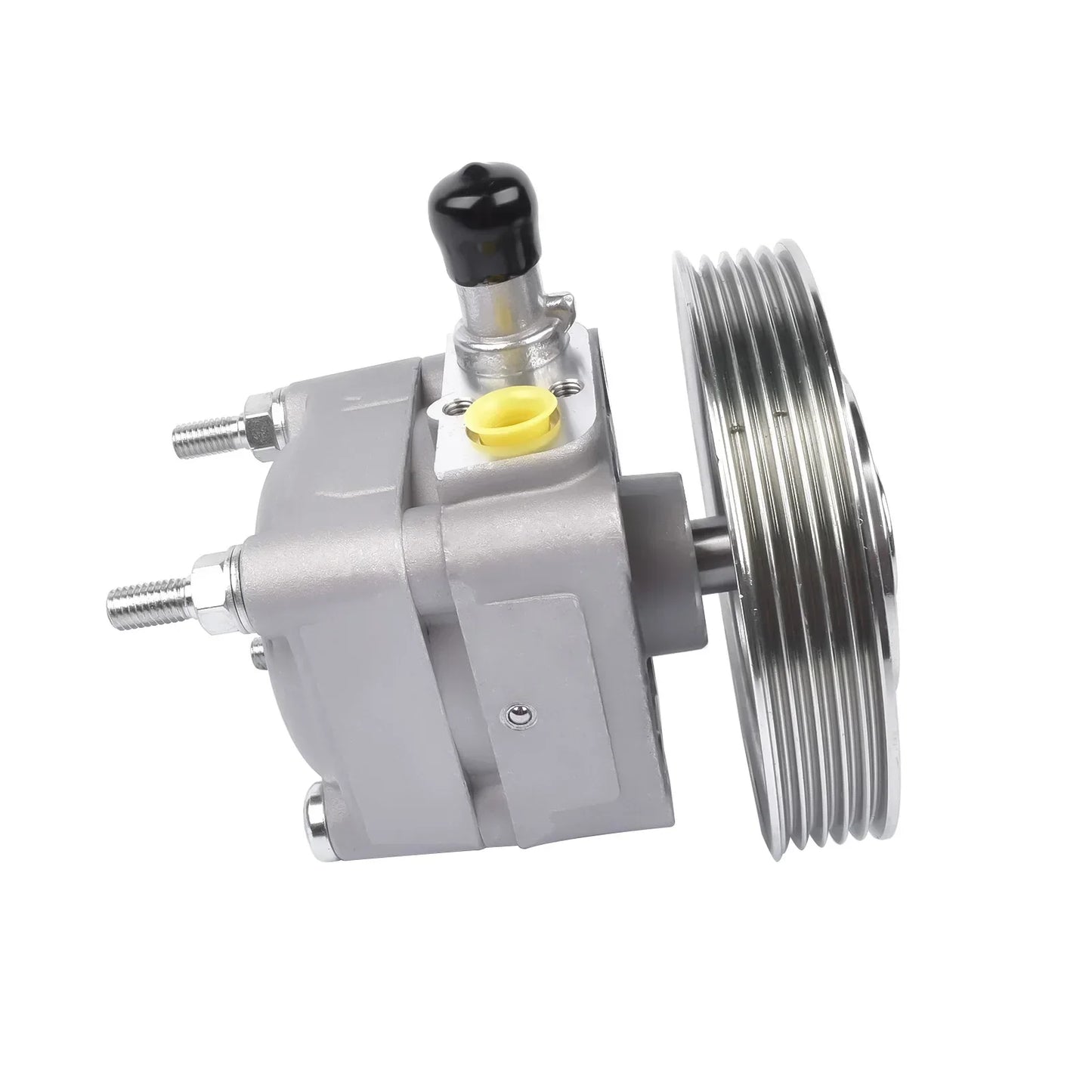 Silver metaliczna pompa wspomagania kierownicy 6g913a696na z czarnym pokrętłem i żółtą zatyczką do ford s80 v70 xc60 xc70 mondeo