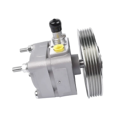 Silver metaliczna pompa wspomagania kierownicy 6g913a696na z czarnym pokrętłem i żółtą zatyczką do ford s80 v70 xc60 xc70 mondeo