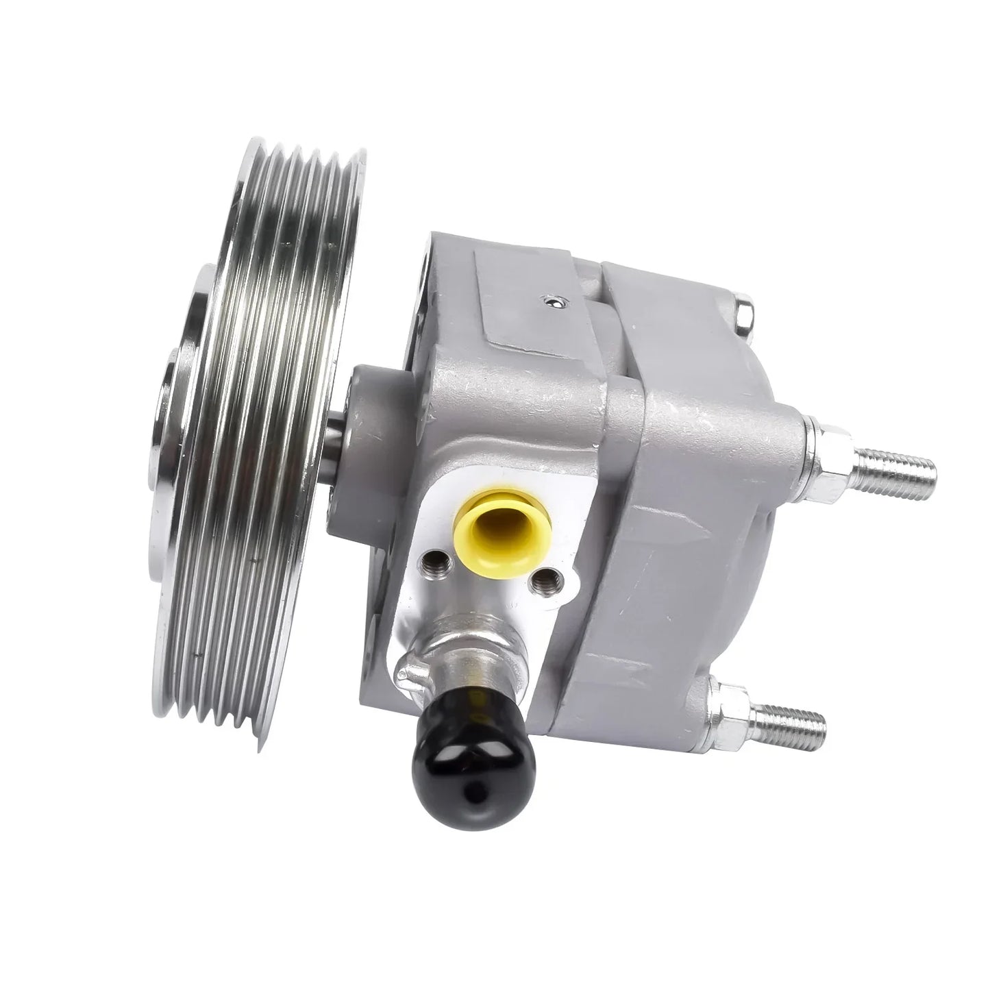 Pompa wspomagania kierownicy 6g913a696na szara metalowa z żółtym wlotem płynu i czarnym pokrętłem do ford mondeo s80 v70 xc60