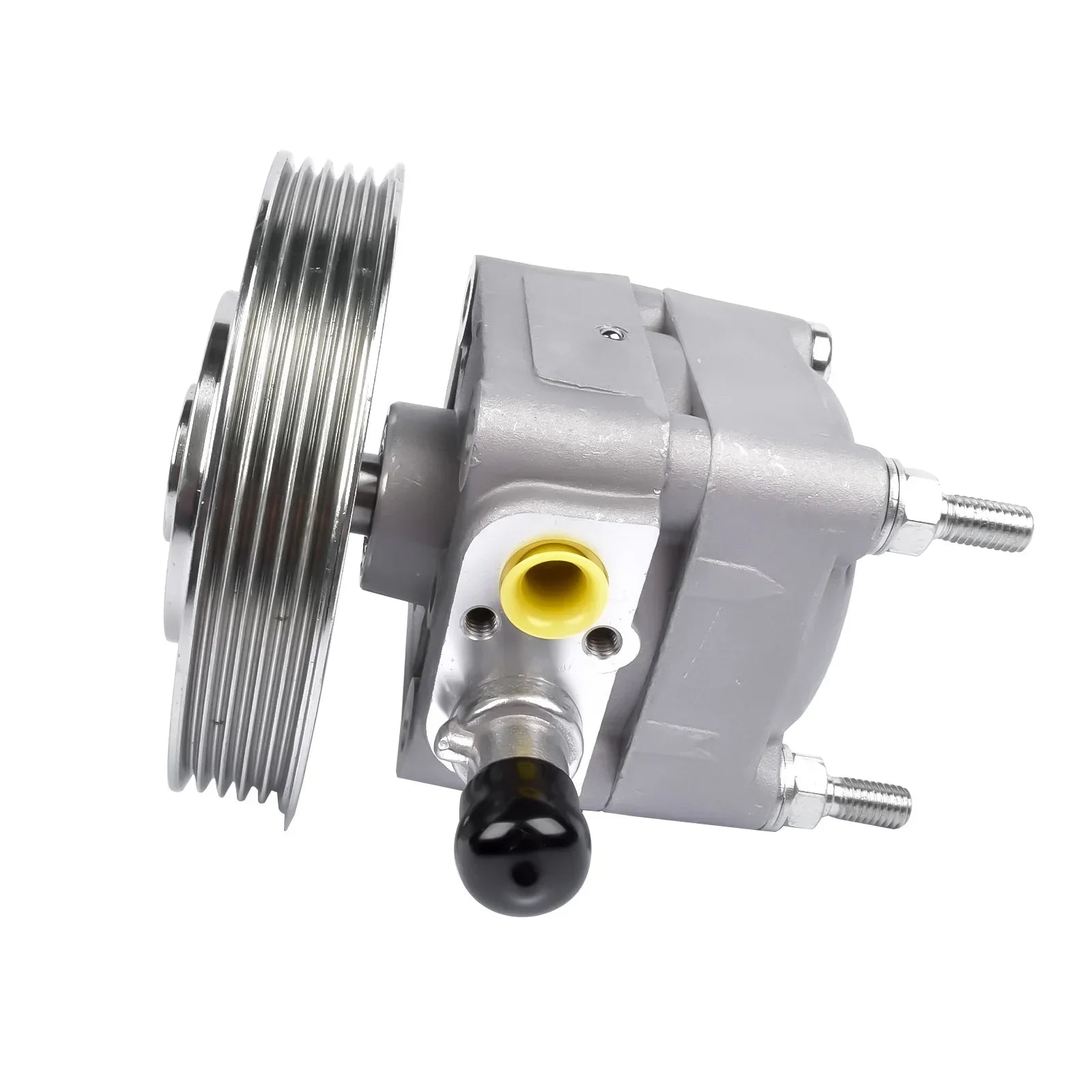 Pompa wspomagania kierownicy 6g913a696na szara metalowa z żółtym wlotem płynu i czarnym pokrętłem do ford mondeo s80 v70 xc60
