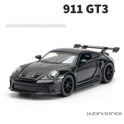 Porsche 911 GT3 1:32 – Metalowa Replika z Dźwiękiem i Światłem - Czarny bez pudełka