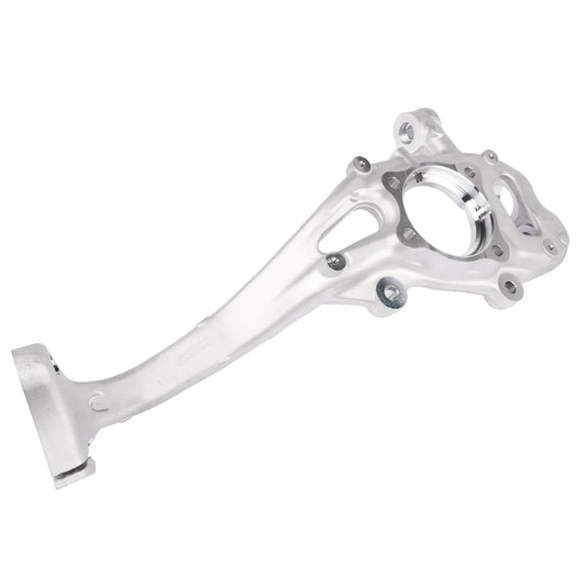 Srebrna zwrotnica przednia prawa z aluminium do audi a6 c8 a6 allroad a7 q5 z otworami montażowymi i centralnym otworem