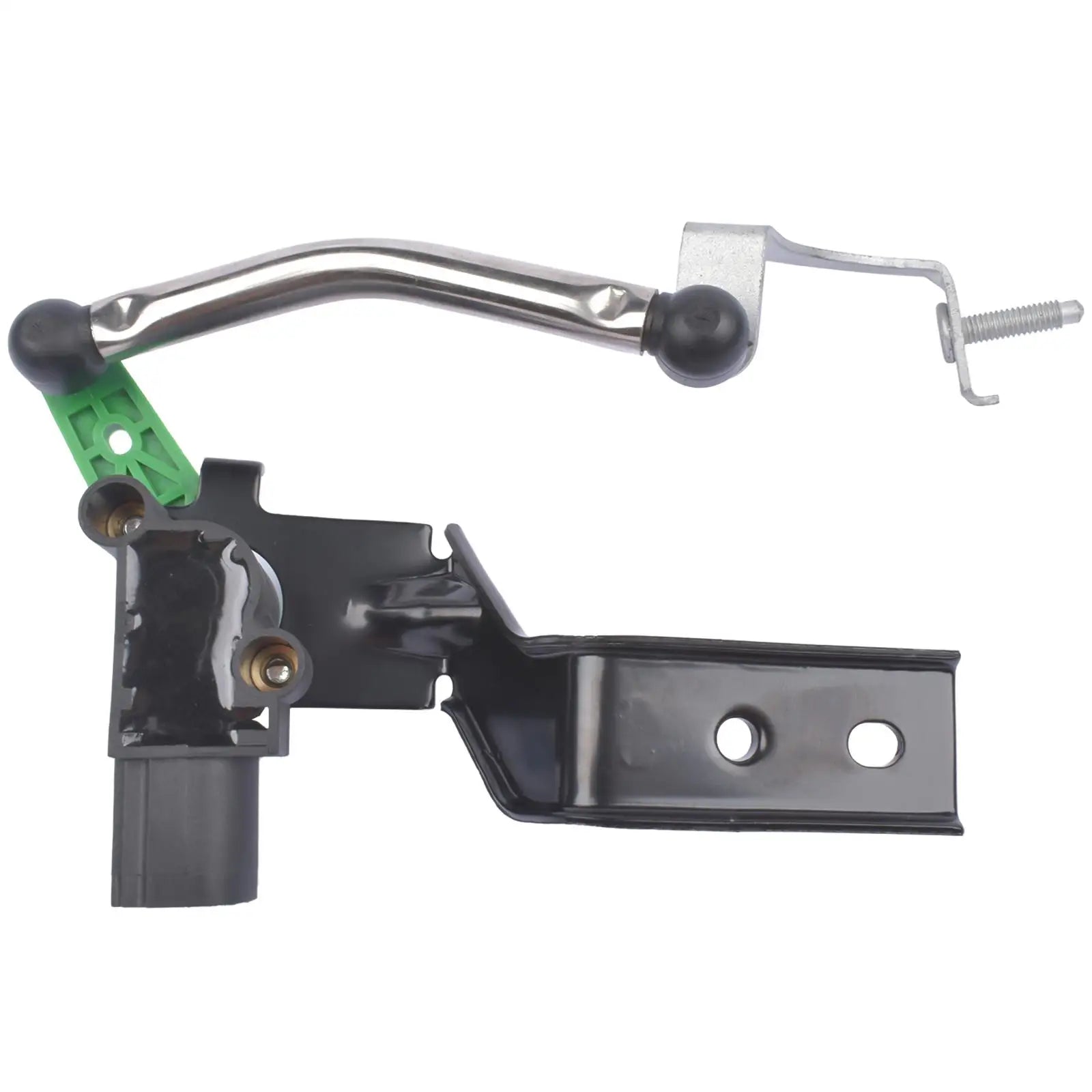 Czarny i srebrny metalowy hak holowniczy z zielonym plastikowym elementem do alle motoren seat vw tiguan golf audi a3
