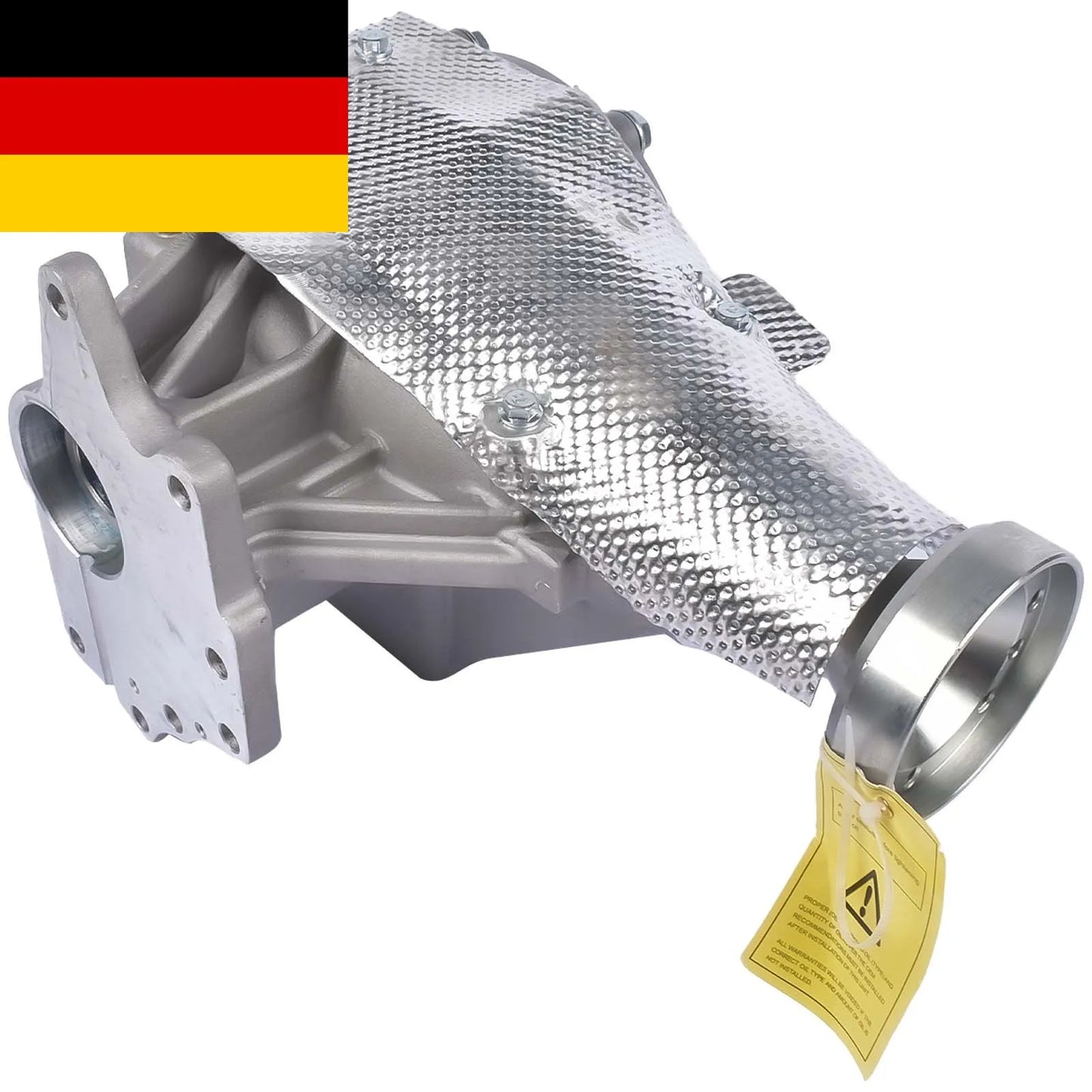 Srebrny metaliczny przedni dyferencjał ptu land rover freelander i range rover evoque z teksturowaną osłoną cieplną