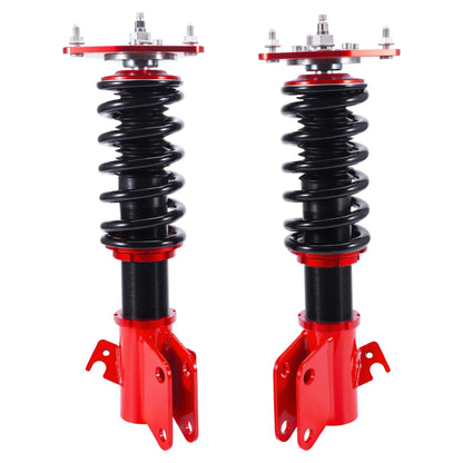 Przednie czerwono-czarne coilovery do subaru impreza wrx sti gda gdb gga 00-07 z metalowymi górnymi mocowaniami